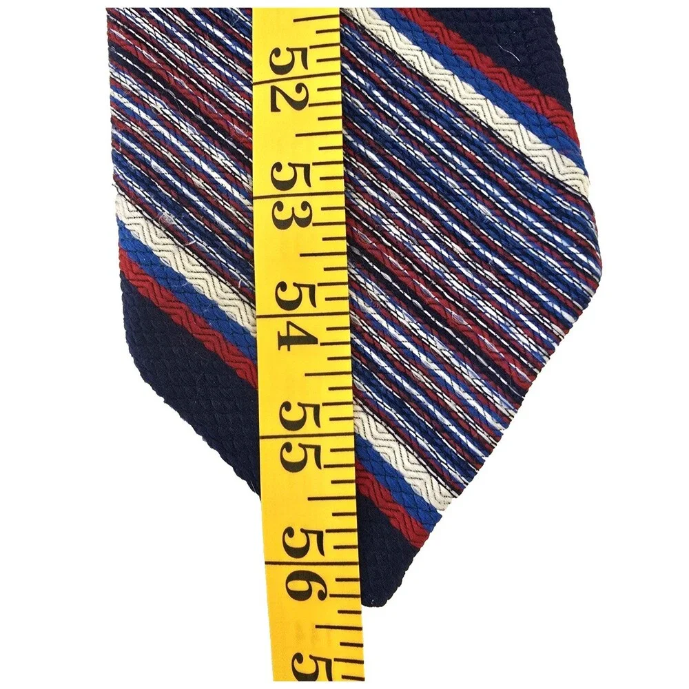 Longchamps for Kleinhans Co. 100% Polyester Tie,‎ Red, White & Blue Striped VTG